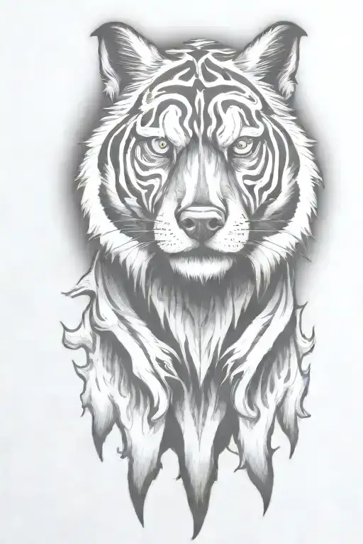 hell hound dog  with flames   tattoo design idea