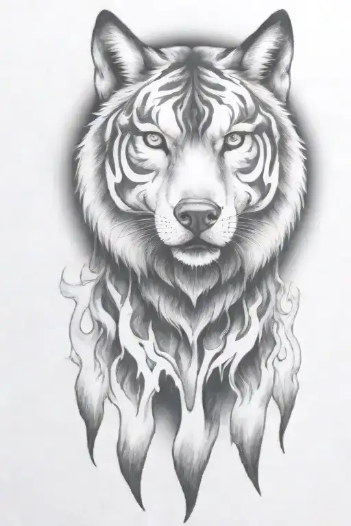 hell hound wolf   with flames coming downwards tattoo design idea
