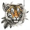 tiger with feathers hanging dangling   tattoo design idea