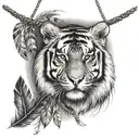 tiger with feathers hanging dangling   tattoo design idea