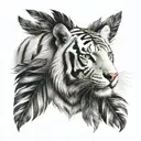 white tiger with feathers hanging  tattoo design idea