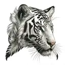 white tiger with feathers hanging  tattoo design idea