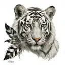 white tiger with feathers hanging  tattoo design idea
