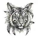 tiger with feathers hanging under   tattoo design idea
