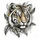 tiger with feathers hanging under   tattoo design idea
