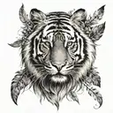 tiger with feathers hanging under   tattoo design idea