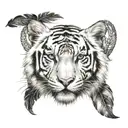 white tiger with feathers hanging  tattoo design idea