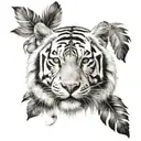 white tiger with feathers hanging  tattoo design idea