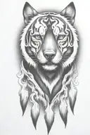 hell hound dog  with flames   tattoo design idea