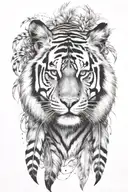 tiger with feathers dangling tattoo design idea