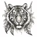 tiger with feathers hanging dangling   tattoo design idea