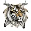 tiger with feathers hanging dangling   tattoo design idea
