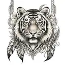 tiger with feathers hanging dangling   tattoo design idea