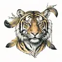 tiger with feathers hanging dangling   tattoo design idea
