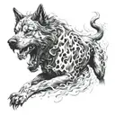 hell hound  with flames tattoo design idea