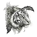 tiger with feathers hanging under   tattoo design idea