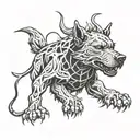hell hound dog tattoo design idea
