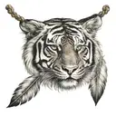 tiger with feathers hanging dangling   tattoo design idea