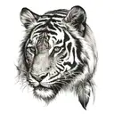 tiger with feathers dangling   tattoo design idea