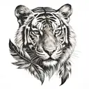 tiger with feathers dangling   tattoo design idea