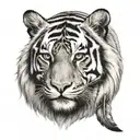 tiger with feathers dangling   tattoo design idea