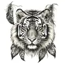 tiger with feathers hanging dangling   tattoo design idea