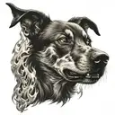 hell hound  with flames tattoo design idea