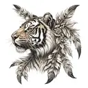 tiger with feathers hanging under   tattoo design idea