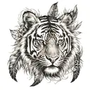 tiger with feathers hanging dangling   tattoo design idea