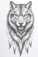 hell hound wolf   with flames coming downwards tattoo design idea