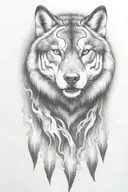 hell hound wolf   with flames coming downwards tattoo design idea
