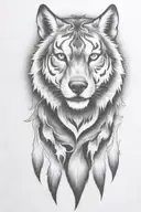 hell hound wolf   with flames coming downwards tattoo design idea