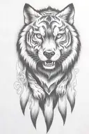 hell hound wolf   with flames coming downwards tattoo design idea