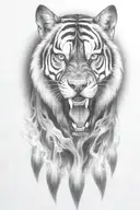 hell hound with flames coming downwards tattoo design idea