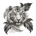 white tiger with feathers   tattoo design idea