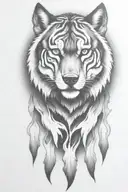 hell hound wolf   with flames   tattoo design idea