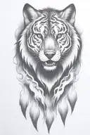 hell hound wolf   with flames   tattoo design idea