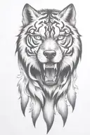 hell hound wolf   with flames coming downwards tattoo design idea