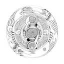 Quetzalcoatl con tezcatlipoca en ying yang tattoo design idea