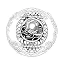 Quetzalcoatl con tezcatlipoca en ying yang tattoo design idea