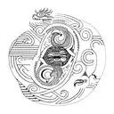 Quetzalcoatl con tezcatlipoca en ying yang tattoo design idea