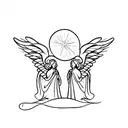 two angel  tattoo design idea