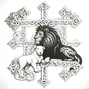 a lion and a lamb 3 crosses tattoo design idea