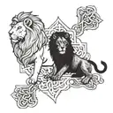 a lion and a lamb 3 crosses tattoo design idea