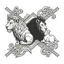 a lion and a lamb 3 crosses tattoo design idea