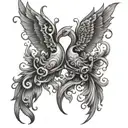 twin flame burns tattoo design idea