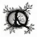 twin flame tree branch tattoo design idea