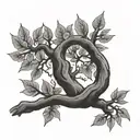 twin flame tree branch tattoo design idea