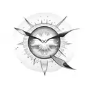 broken sun glasses with heart inside tattoo design idea