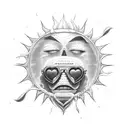 broken sun glasses with heart inside tattoo design idea